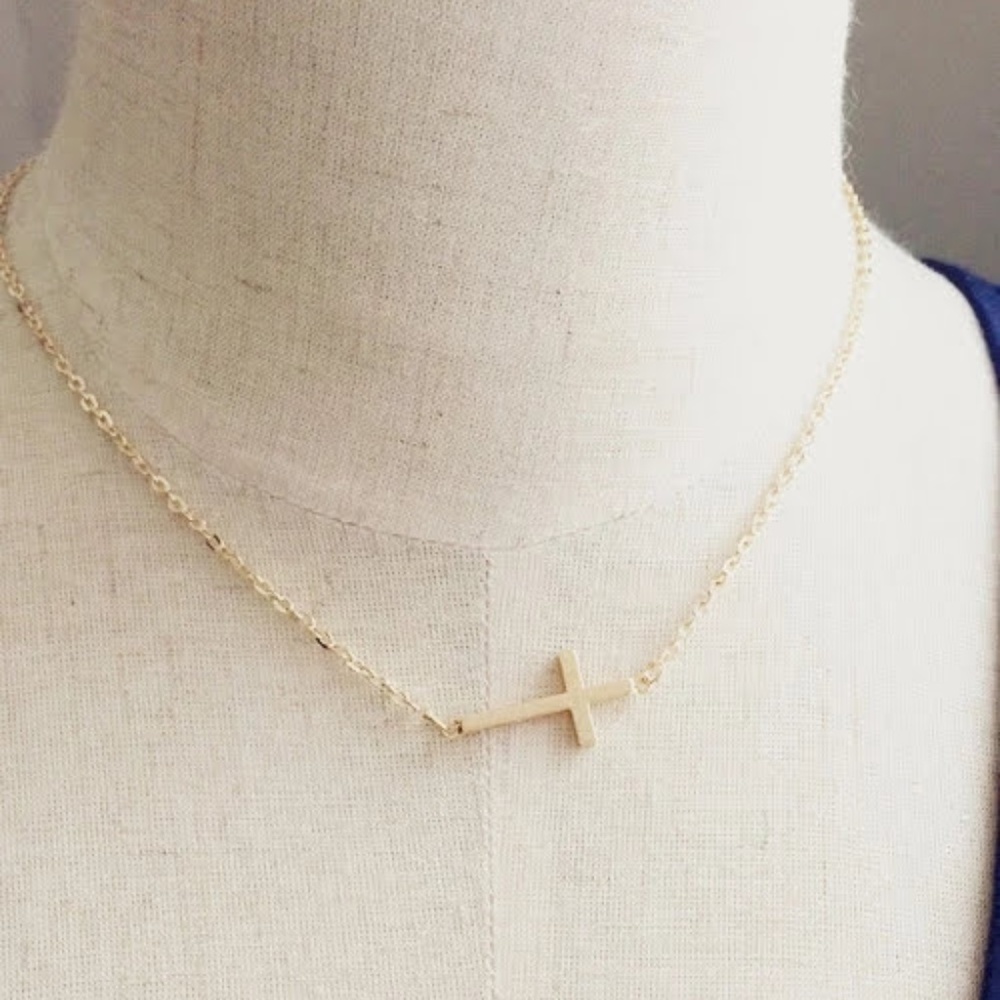 5 for $25 Gold Toned Cross Necklace - Picture 4 of 5